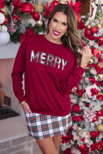 Load image into Gallery viewer, Merry Plaid Patch Luxe Pullover