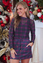 Load image into Gallery viewer, Navy Christmas Plaid Skort