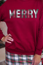 Load image into Gallery viewer, Merry Plaid Patch Luxe Pullover
