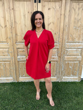 Load image into Gallery viewer, Red Basic V Dress
