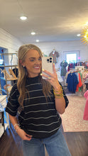 Load image into Gallery viewer, Sage Stripe Black &amp; White Top
