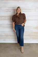 Load image into Gallery viewer, Chocolate Fancy Collared Top
