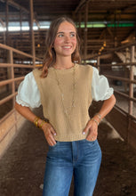 Load image into Gallery viewer, Mustard Sweater Puff Sleeve Top
