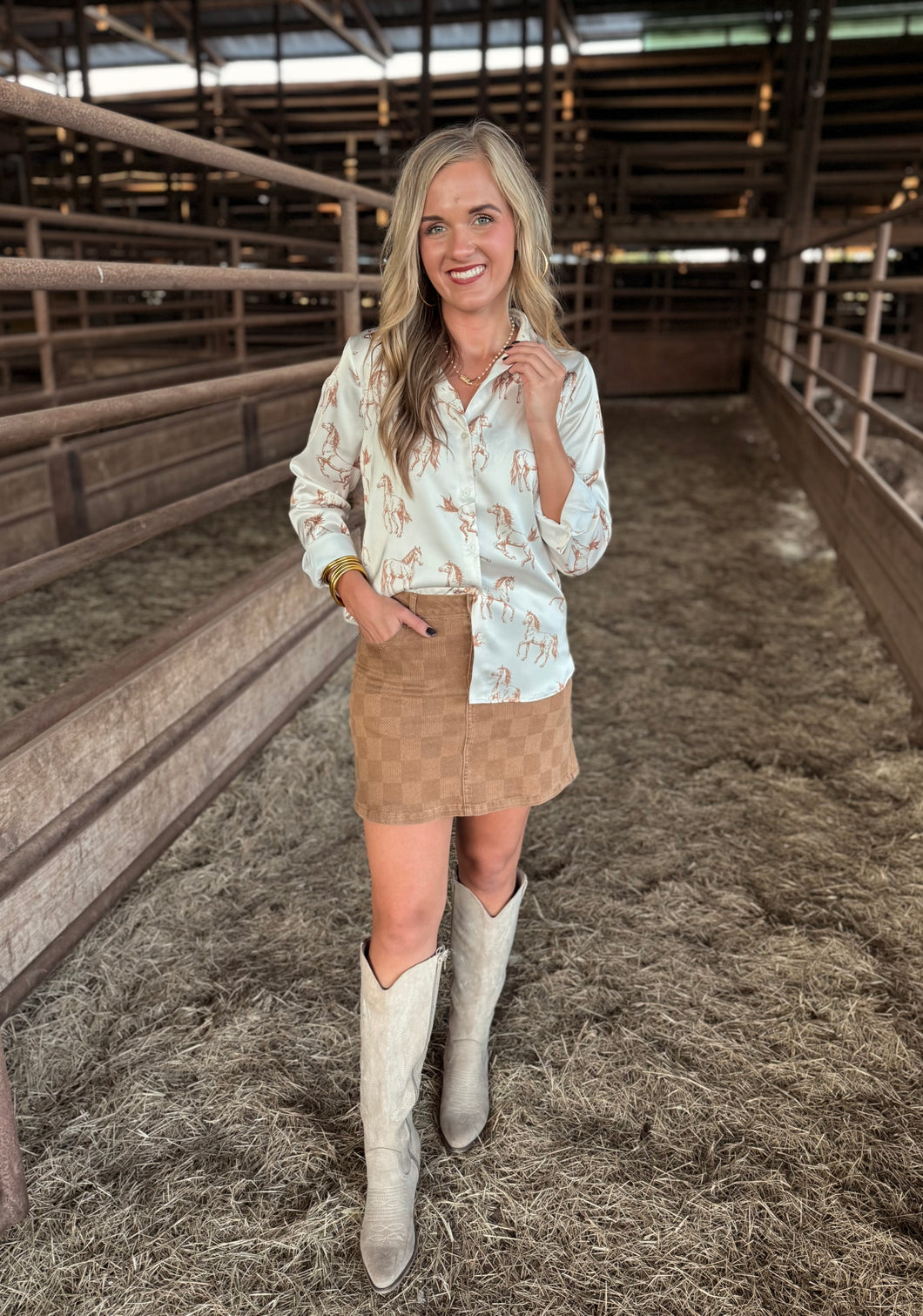 Ivory Horse Long Sleeve Top