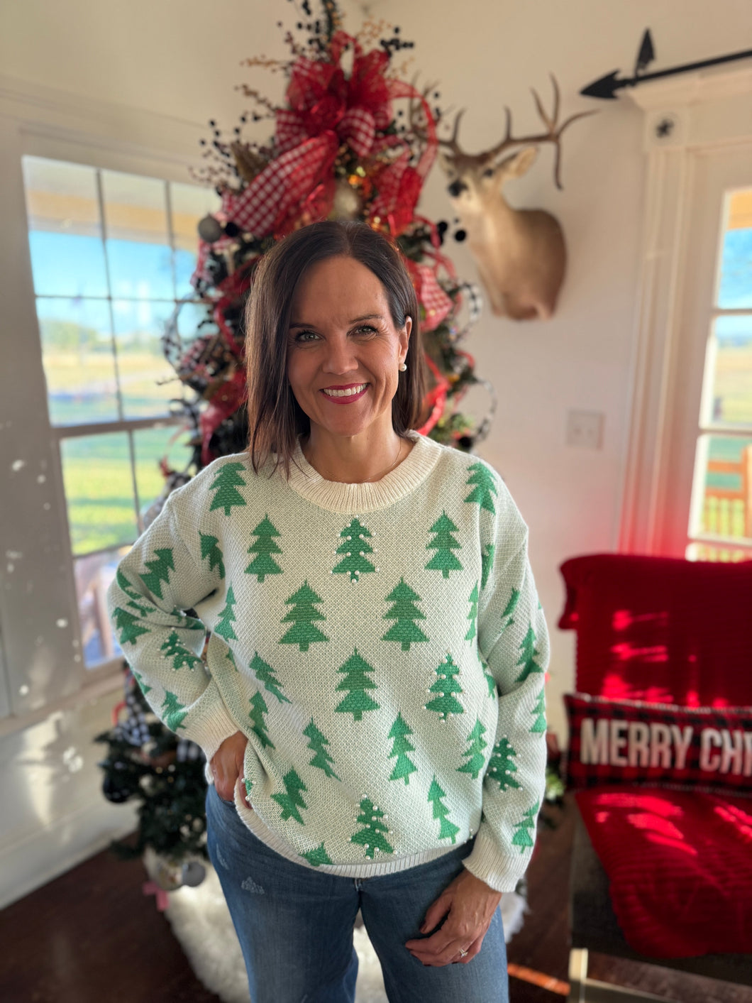 Christmas Tree Pearl Sweater