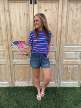 Load image into Gallery viewer, Patriotic Royal Blue Stripe Top
