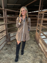 Load image into Gallery viewer, Navy &amp; Chocolate Pin Stripe Dress
