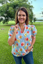 Load image into Gallery viewer, Blue Fancy Vintage Floral Top
