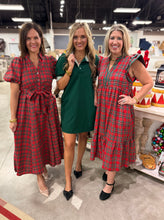 Load image into Gallery viewer, Traditional Plaid Bow Puff Sleeve Long Dress
