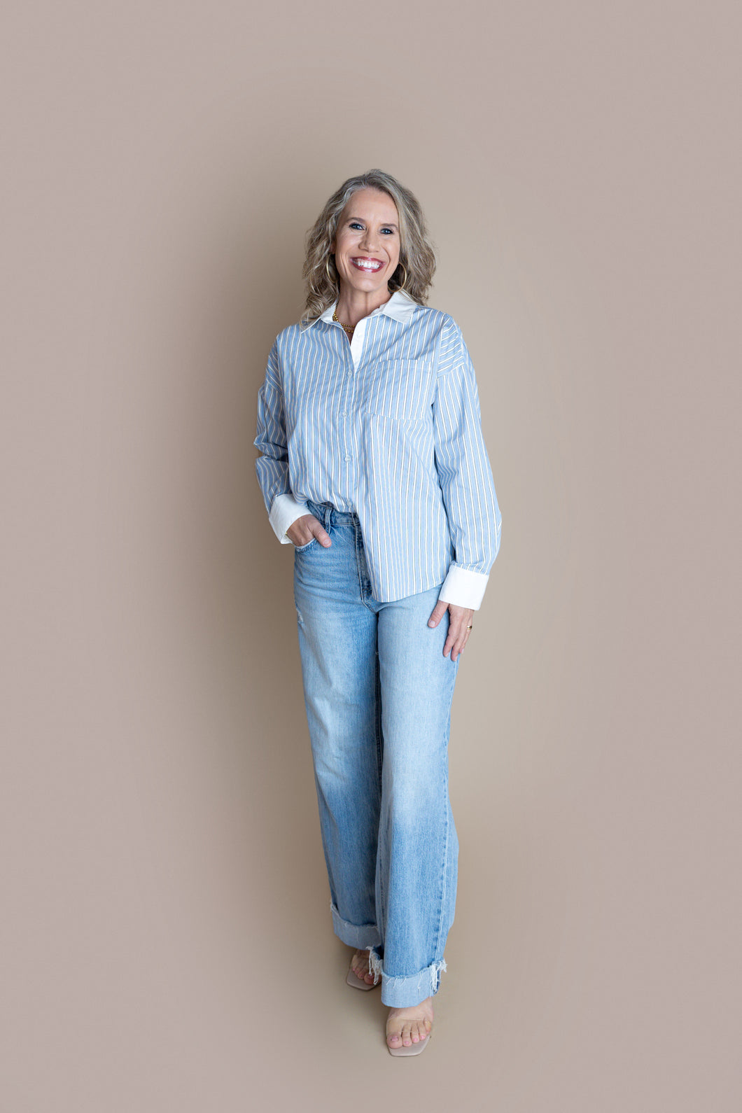 Blue Pin Striped Top