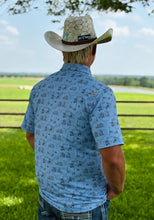 Load image into Gallery viewer, Powder Blue Pattern Western Pearl Snap
