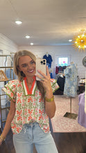Load image into Gallery viewer, Sassy Coral Festive Top
