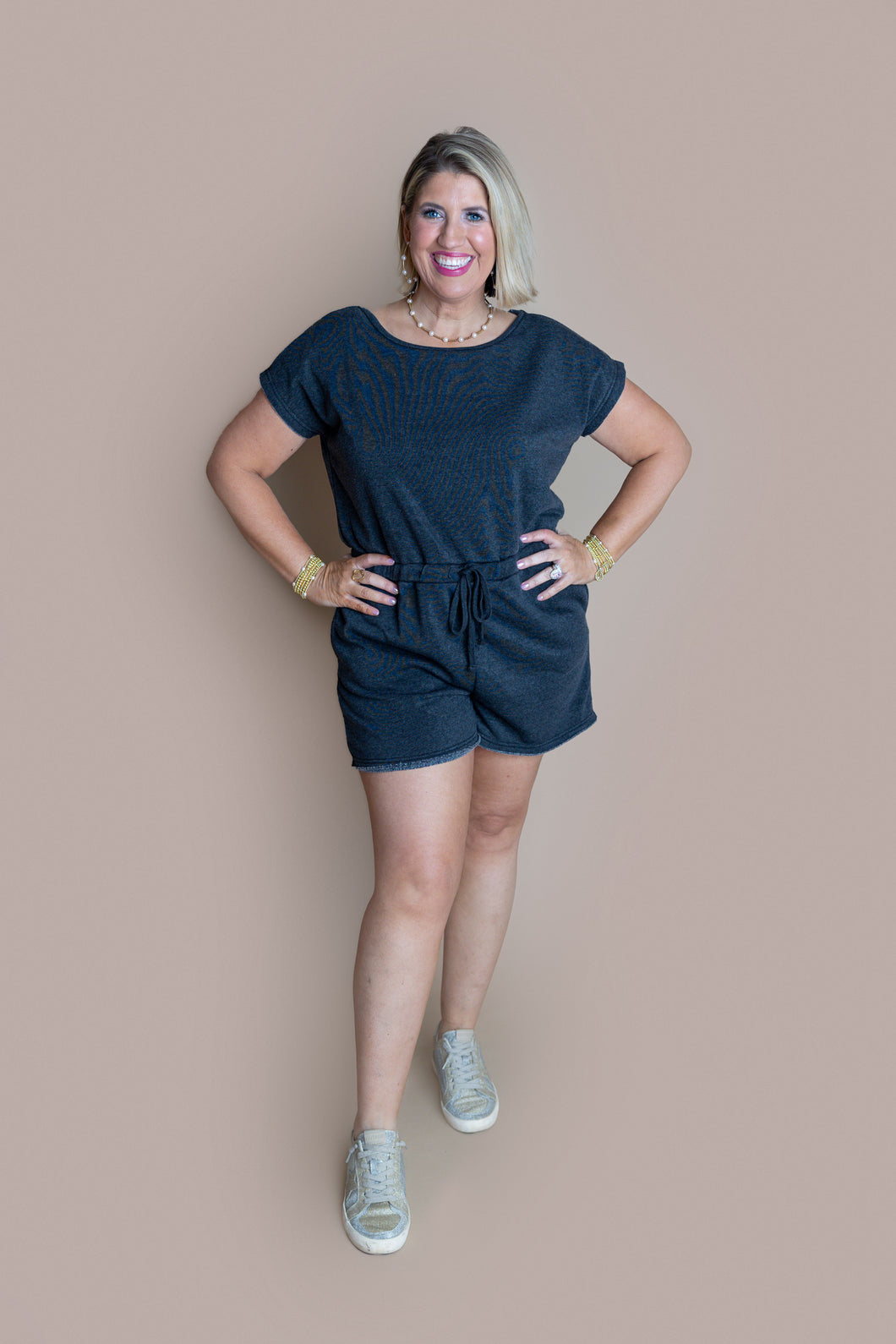 Black Short Sleeve Romper