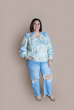 Load image into Gallery viewer, Blue Floral Easter Top
