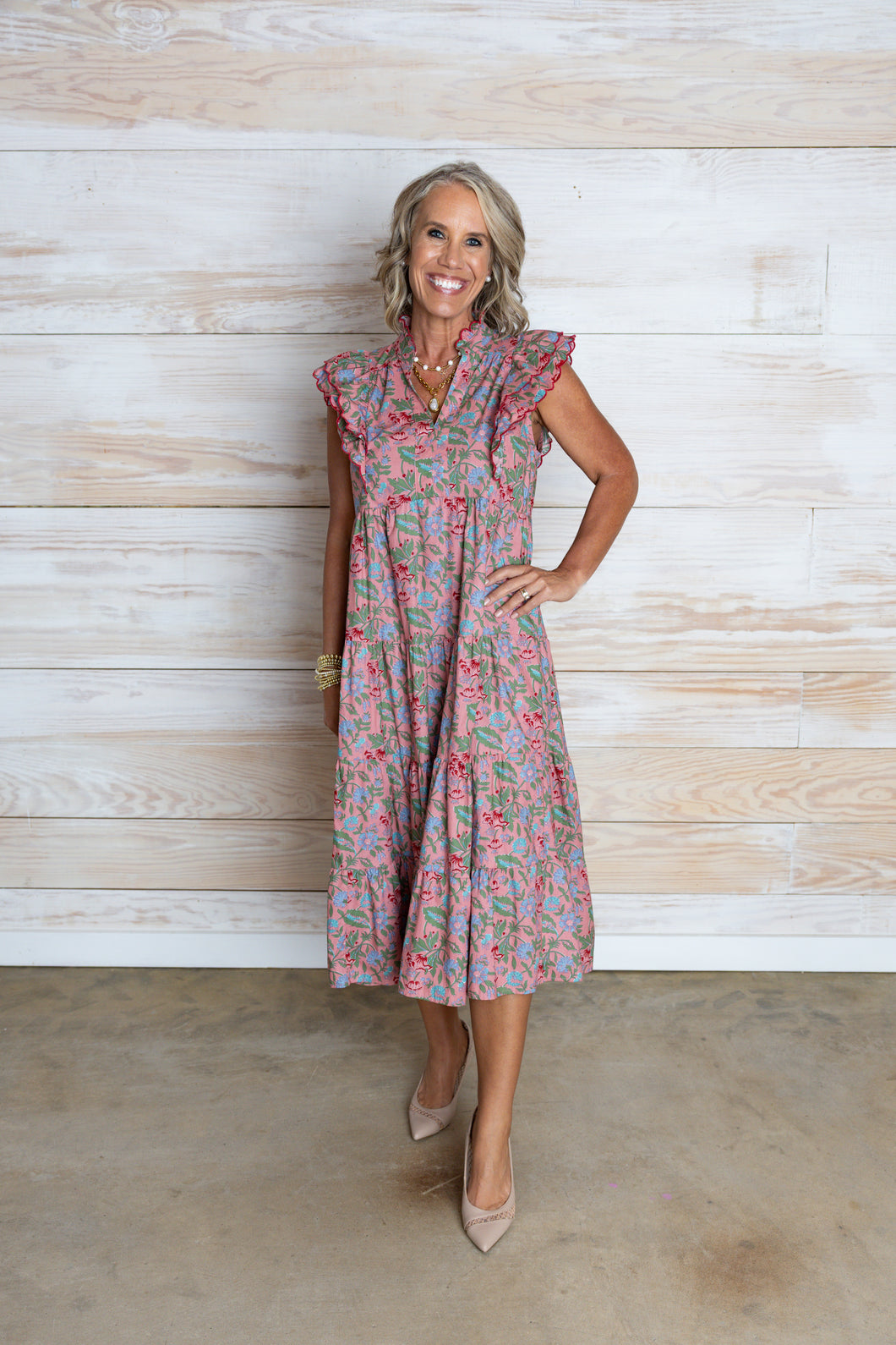 Pink Vintage Floral Dress