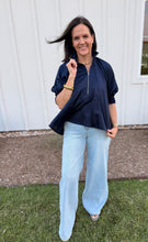 Load image into Gallery viewer, Betty Navy Mock Neck Top
