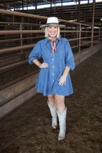 Load image into Gallery viewer, Dark Wash Denim Collared Button Up Dress
