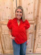 Load image into Gallery viewer, Rachel Red Collar Top
