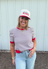 Load image into Gallery viewer, Patriotic Checkered Puff Sleeve Top
