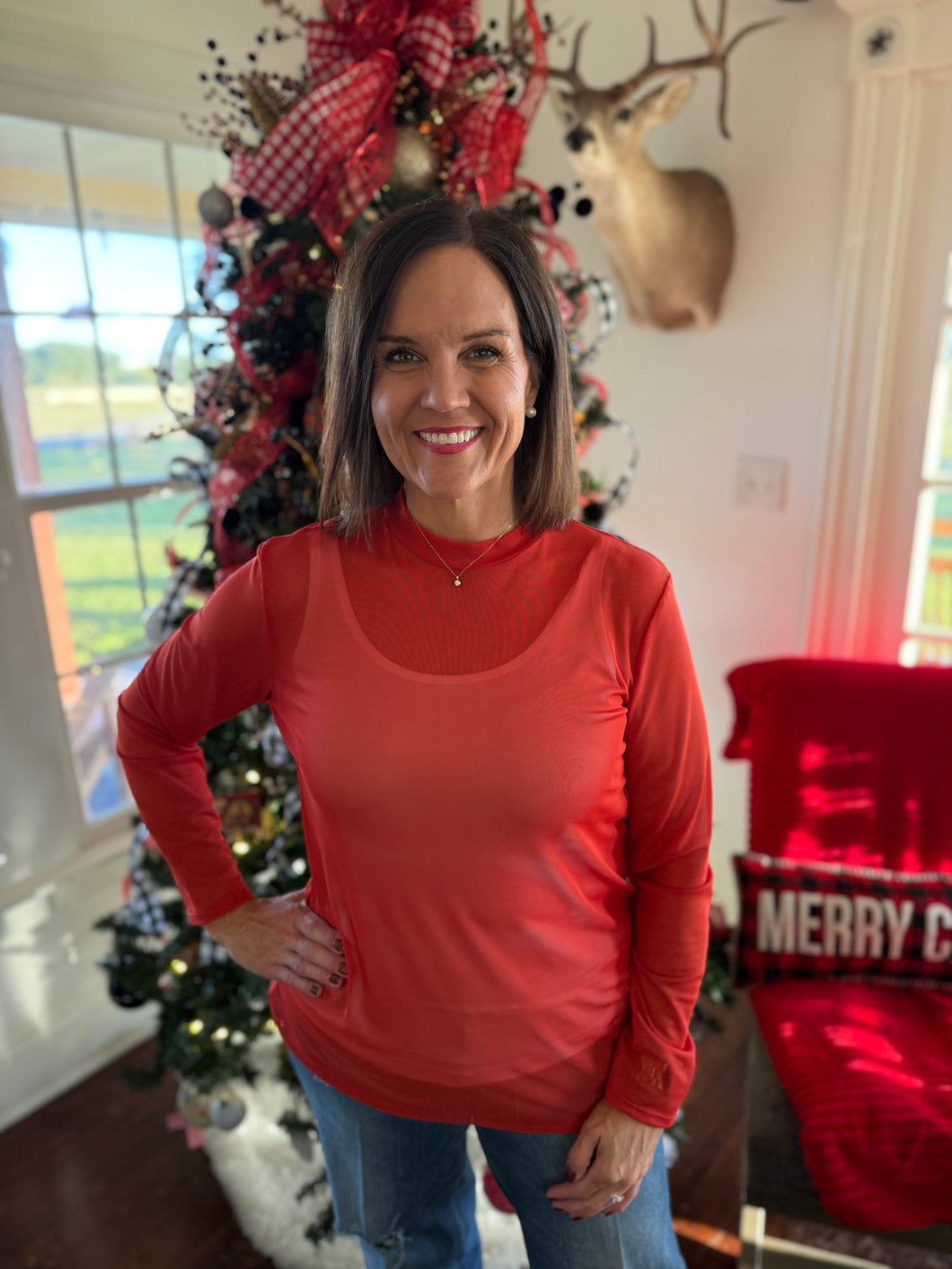 Red Sheer Top