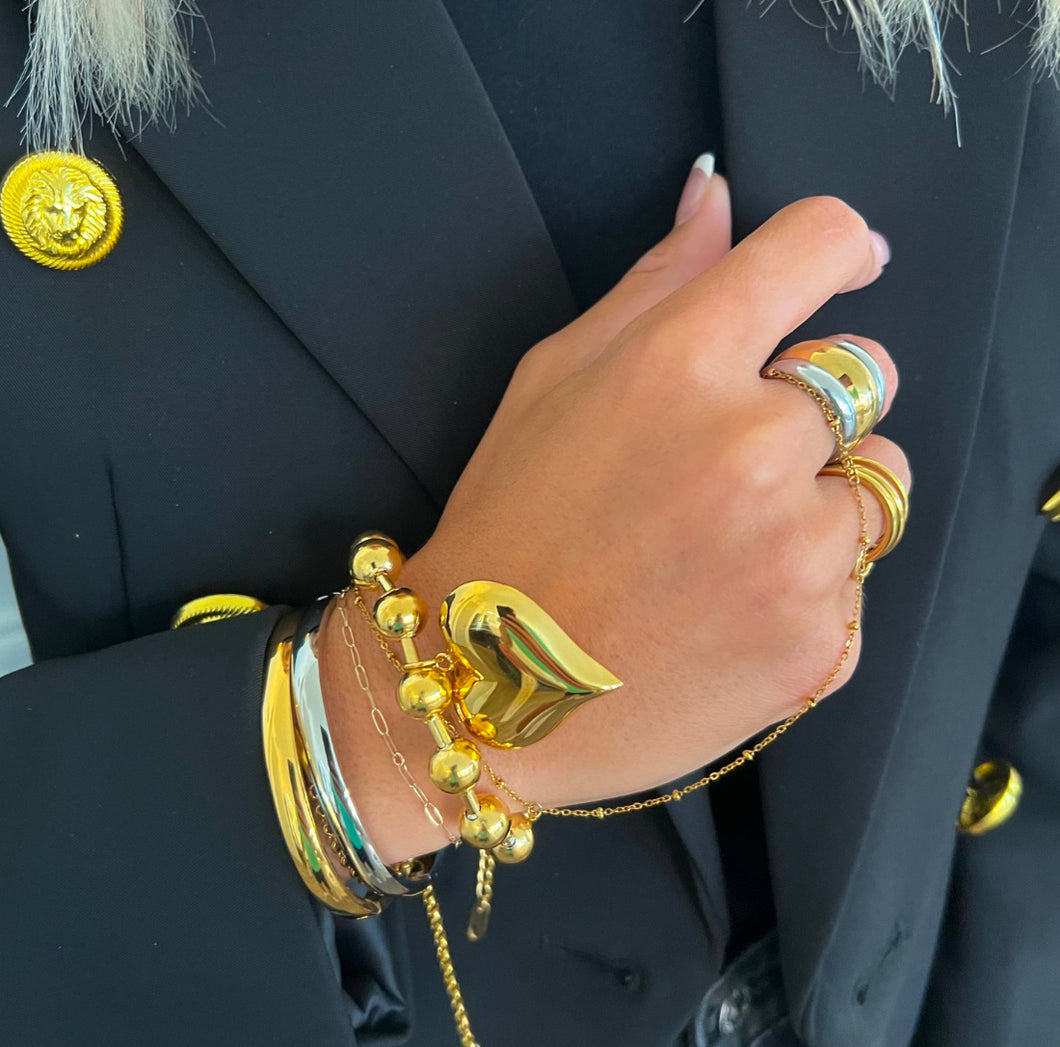 Gold Bubble Heart Bracelet