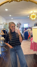 Load image into Gallery viewer, Sage Stripe Black &amp; White Top
