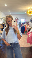 Load image into Gallery viewer, Sage Stripe Baby Blue &amp; White Top
