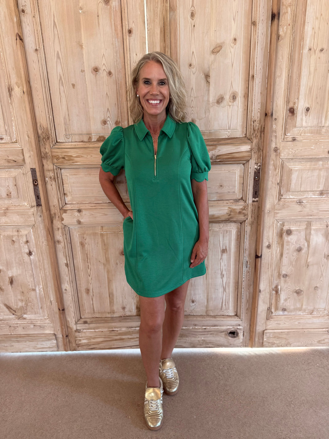 Lindsey Green Scalloped Everyday Dress – Sisters In Style