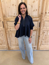 Load image into Gallery viewer, Betty Navy Mock Neck Top

