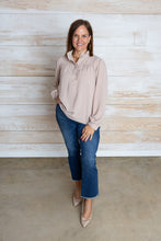 Load image into Gallery viewer, Light Taupe Long Sleeve Ruffle Top
