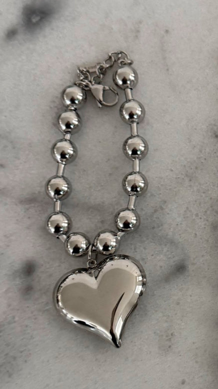 Silver Bubble Heart Bracelet