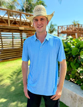Load image into Gallery viewer, Performance Texas Light Blue Polo
