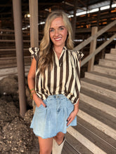 Load image into Gallery viewer, Chocolate Bold Striped V Top
