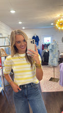 Load image into Gallery viewer, Paige Yellow Striped Puff Top
