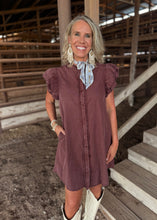 Load image into Gallery viewer, Wine Washed Denim Dress
