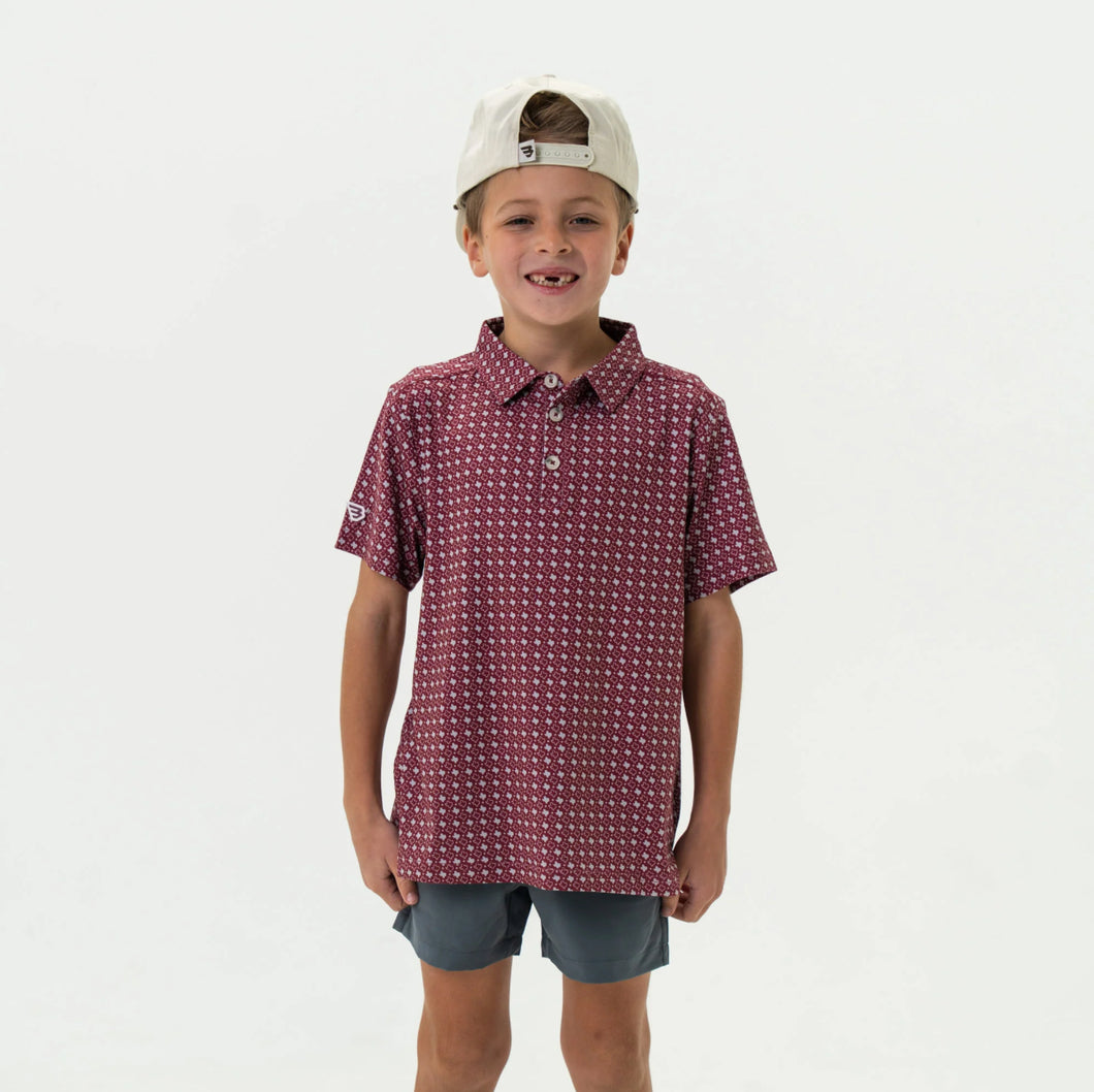 Youth Texas Maroon & Gray Polo