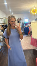 Load image into Gallery viewer, Cassie Lined Dusty Blue Dress
