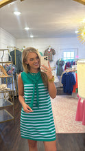Load image into Gallery viewer, Green &amp; Blue Stripe Dress
