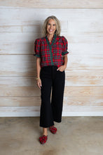 Load image into Gallery viewer, Red Plaid Fancy Collared Top
