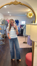 Load image into Gallery viewer, Paige Blue Striped Puff Top
