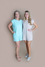Load image into Gallery viewer, Turquoise Short Sleeve Basic Romper
