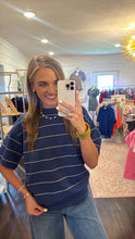 Load image into Gallery viewer, Sage Stripe Navy &amp; White Top

