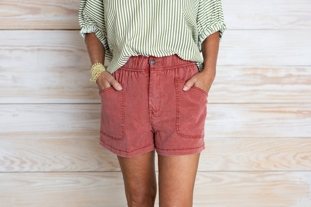 Rust Denim Shorts