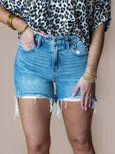 Load image into Gallery viewer, Medium Wash High Waist Distressed Judy Blue Shorts
