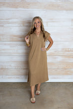 Load image into Gallery viewer, Taupe Long V Butter Dress

