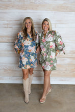 Load image into Gallery viewer, Teal V Fall Mixed Floral Dress

