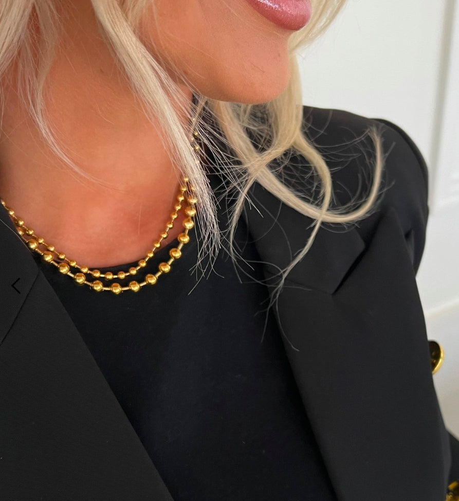 XL Gold Beaded Layered Necklace