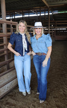 Load image into Gallery viewer, Light Denim Gathered Sleeve Top
