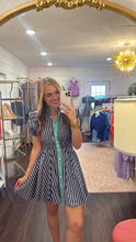 Load image into Gallery viewer, Navy Stripe Green Collar Dress
