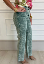 Load image into Gallery viewer, Sea Green Judy Blue Raw Hem Jean
